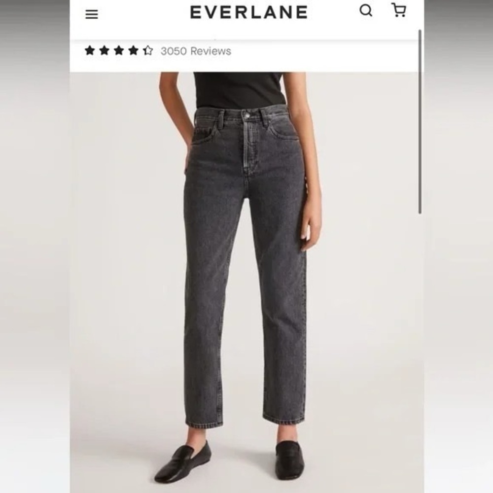 Everlane High Rise Straight Dark Charcoal Jean 27